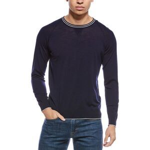 Eleventy Mens  Wool Round Neck Raglan Sweater